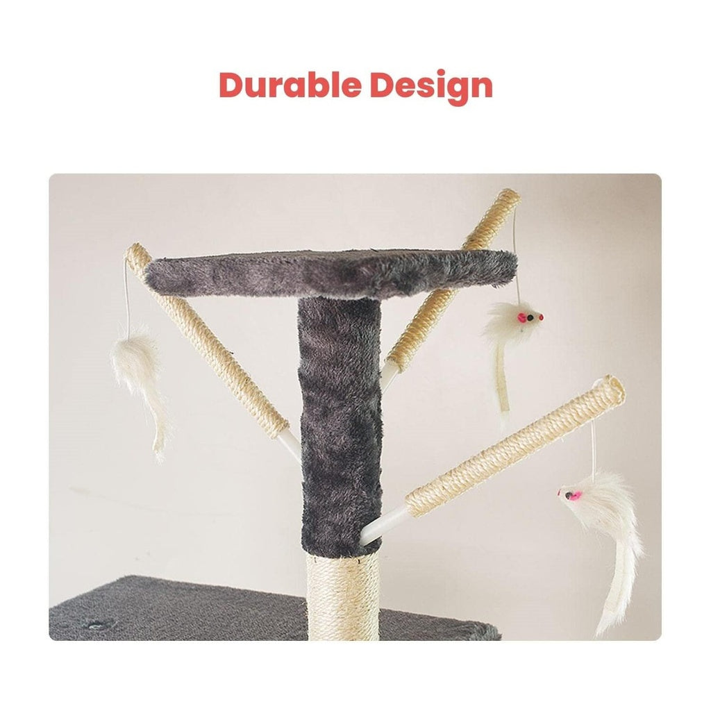 138cm 5 Layer Plush Cat Condo Cat Tree Dark Grey FI-CT-159-MM