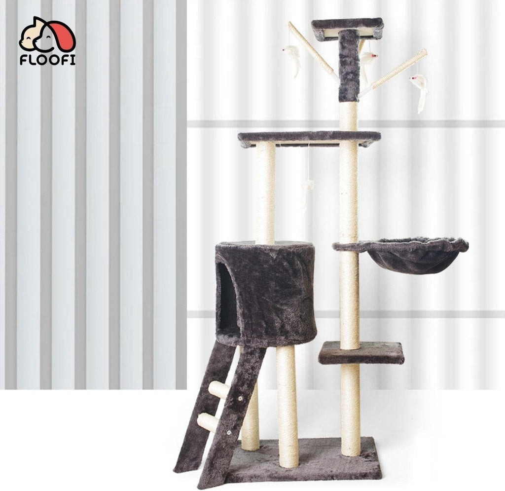 138cm 5 Layer Plush Cat Condo Cat Tree Dark Grey FI-CT-159-MM