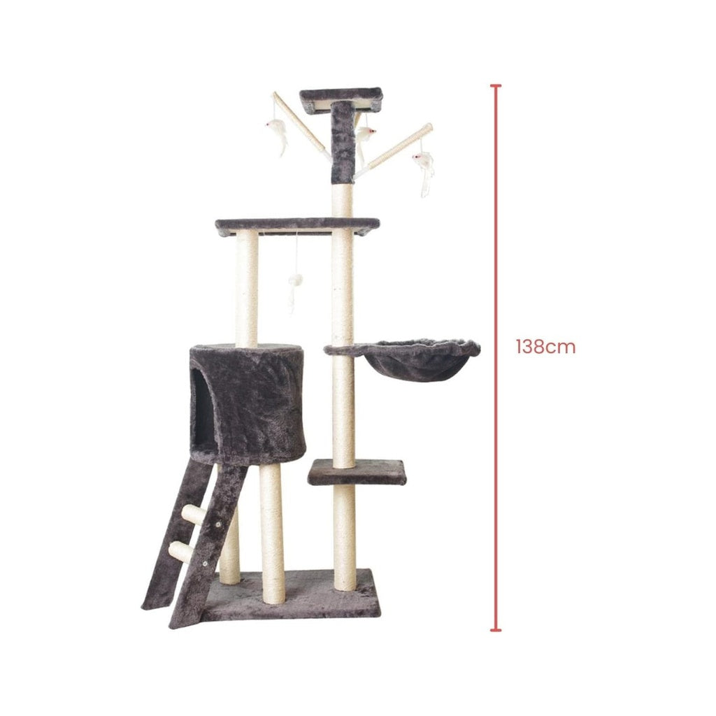 138cm 5 Layer Plush Cat Condo Cat Tree Dark Grey FI-CT-159-MM