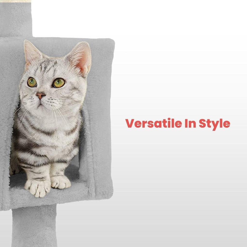 97cm Adjustable Base Plush Cat Tree Light Grey FI-CT-163-ZZ