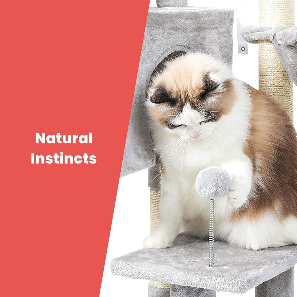 97cm Adjustable Base Plush Cat Tree Light Grey FI-CT-163-ZZ