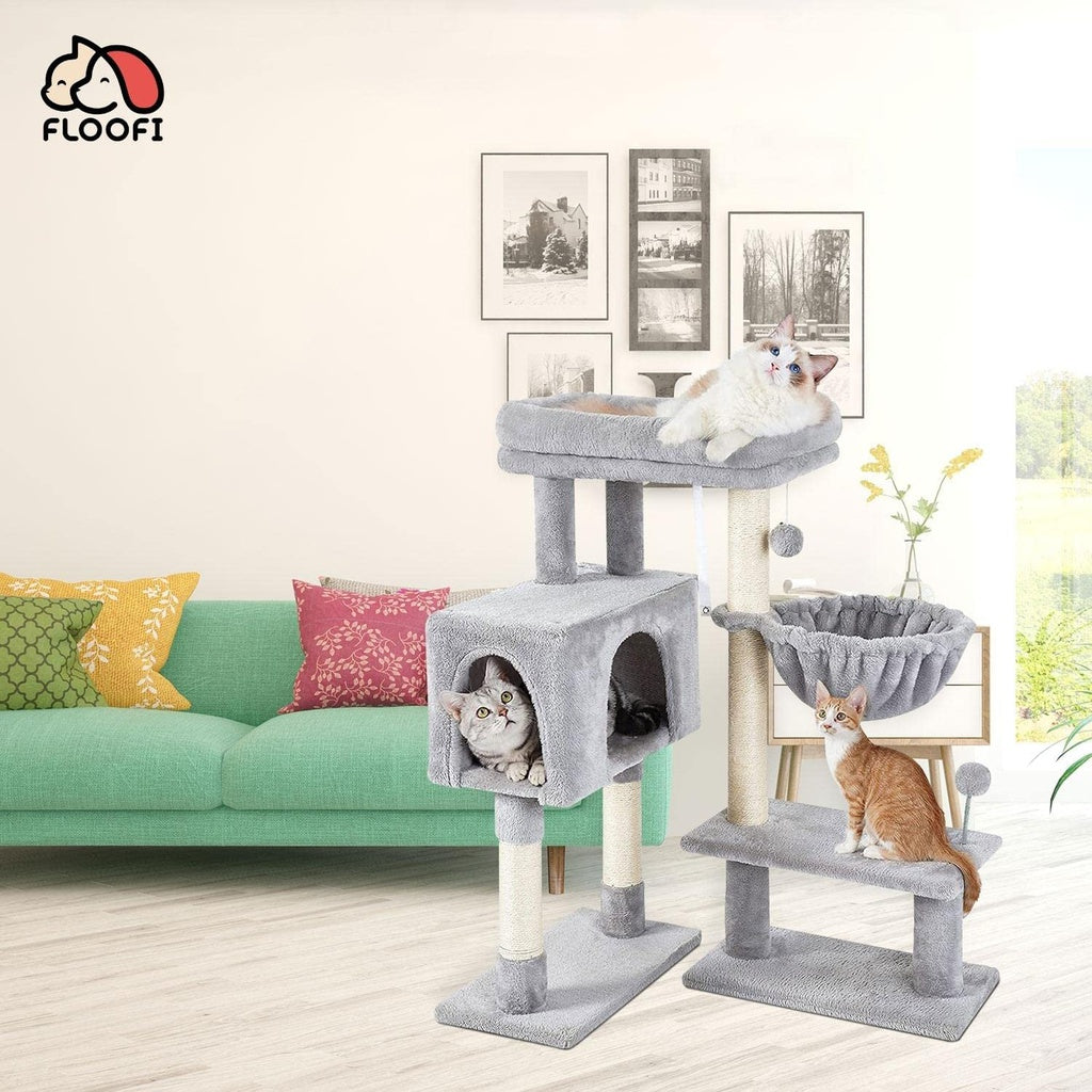 97cm Adjustable Base Plush Cat Tree Light Grey FI-CT-163-ZZ