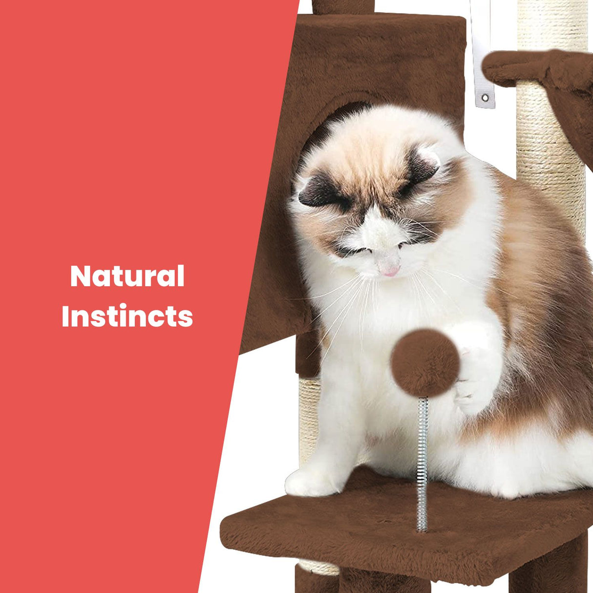 97cm Adjustable Base Plush Cat Tree Brown FI-CT-164-ZZ