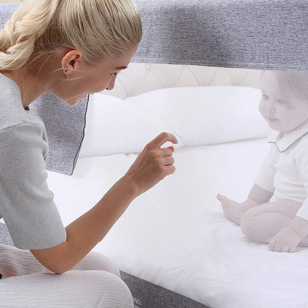 90CM Height Adjustable Folding Kids Safety Bed Rail (200X90CM Single Side 1 PCS, Grey)