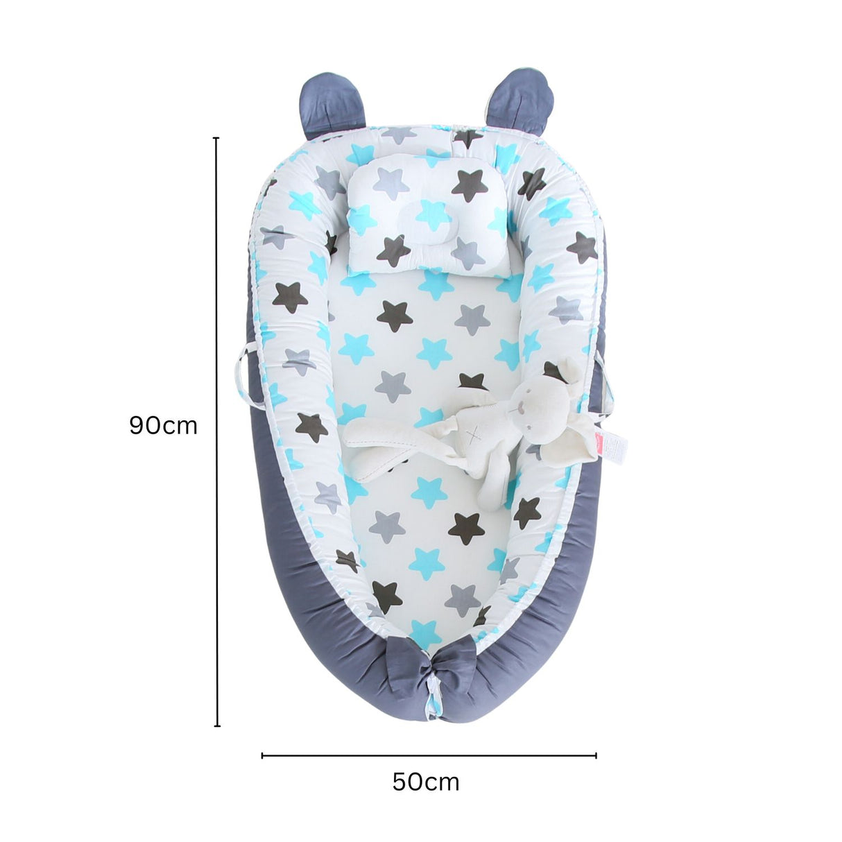 Portable Baby Lounger & Baby Nest with Pillow (Stars) GO-BBL-100-QM