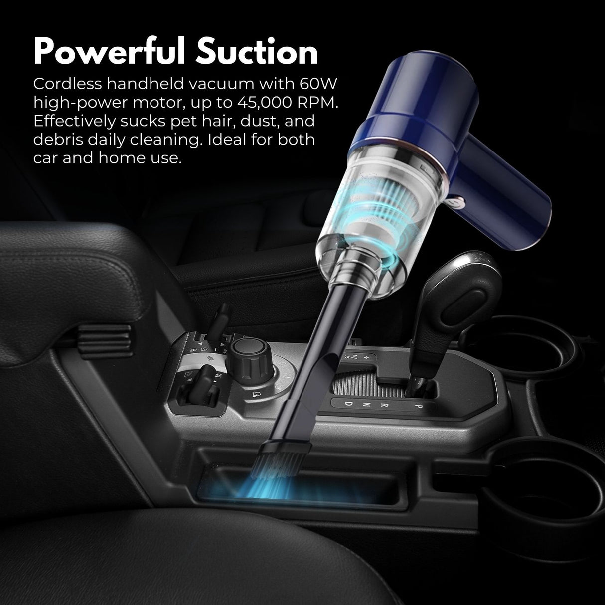 45000RPM 7.8V Rechargeable Cordless Air Duster and Car Vacuum Cleaner with Charging Base (Navy Blue) MK-AD-104-YE