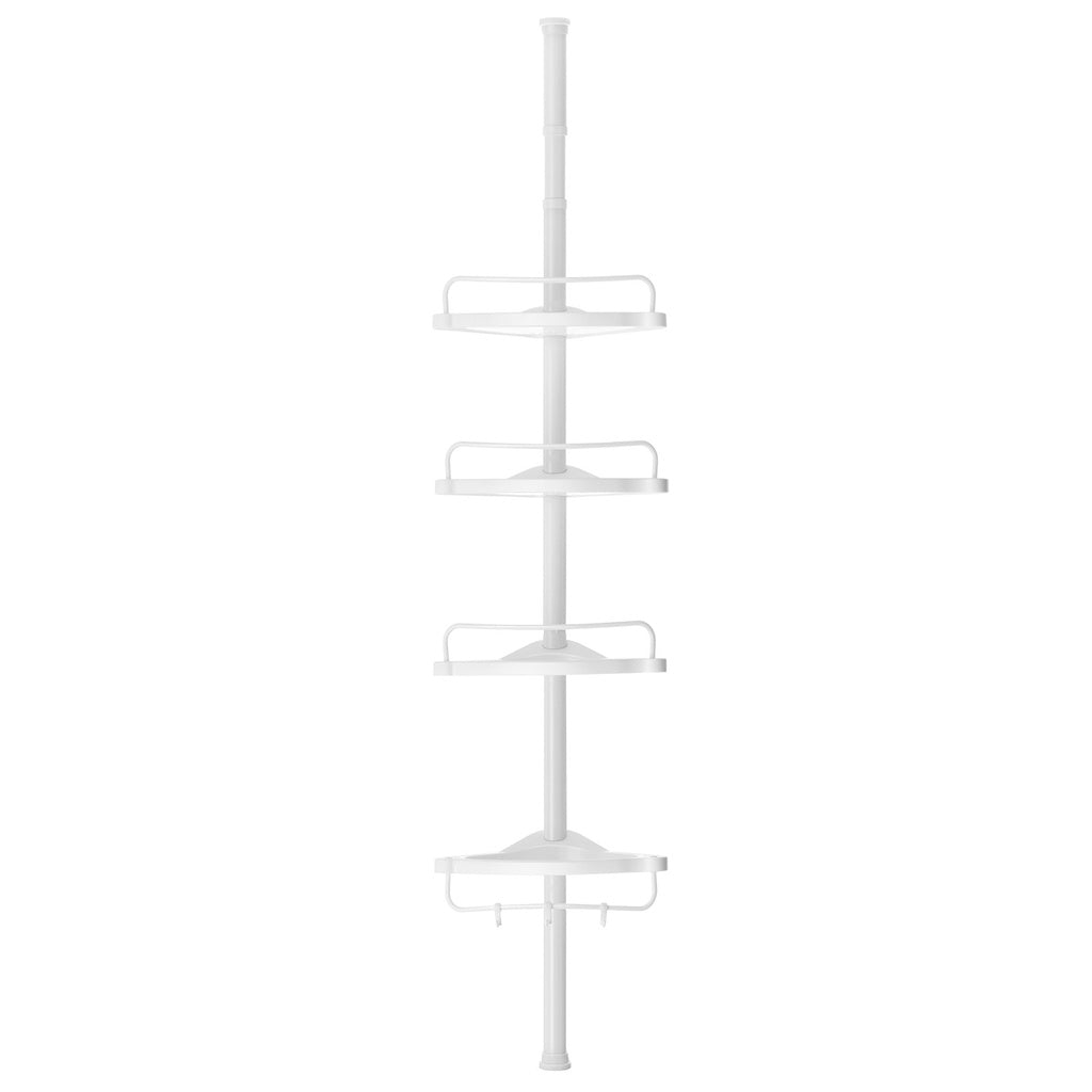 Adjustable Bathroom Corner Shelf with 4 Trays White