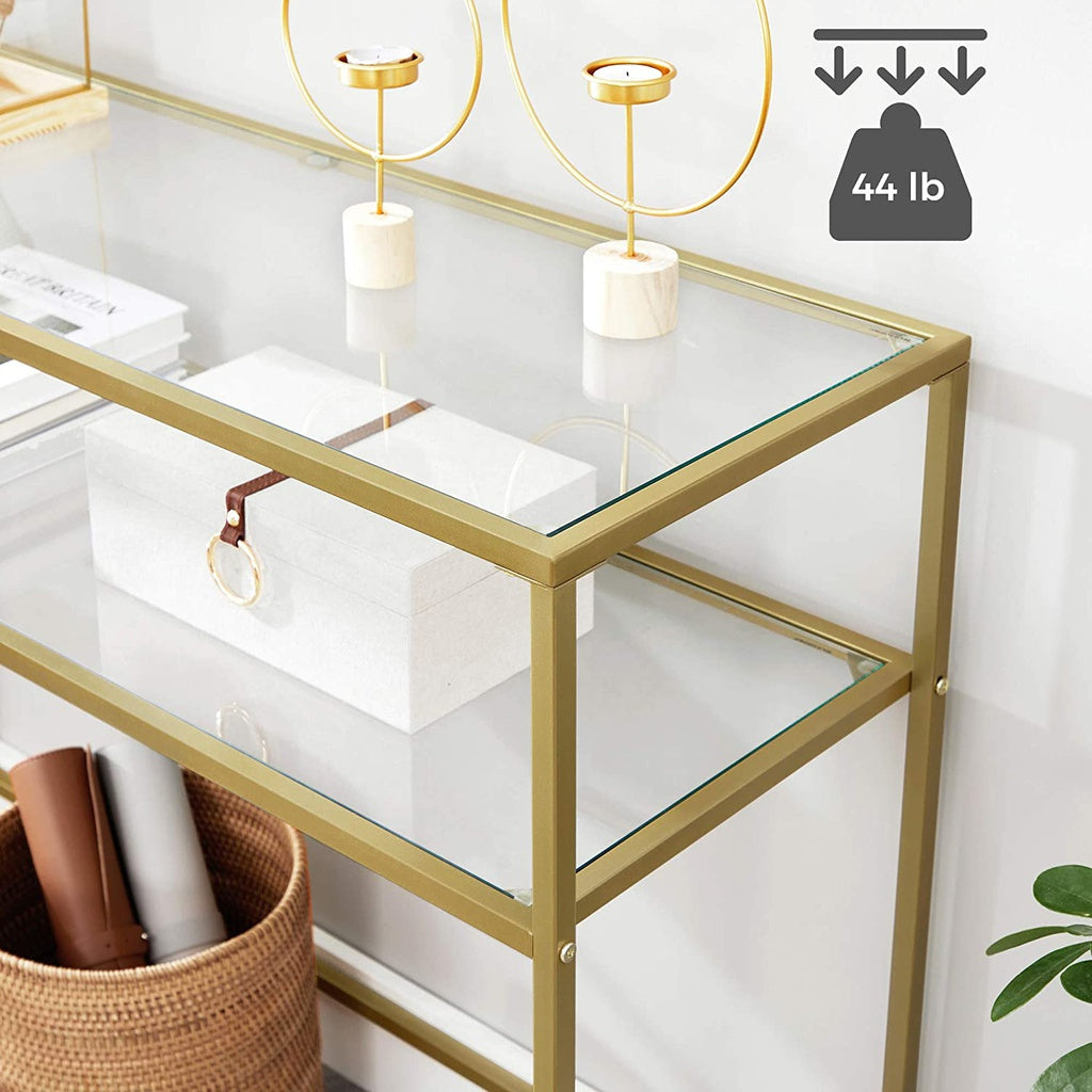 Console Table with Tempered Glass Gold Colour LGT025A01