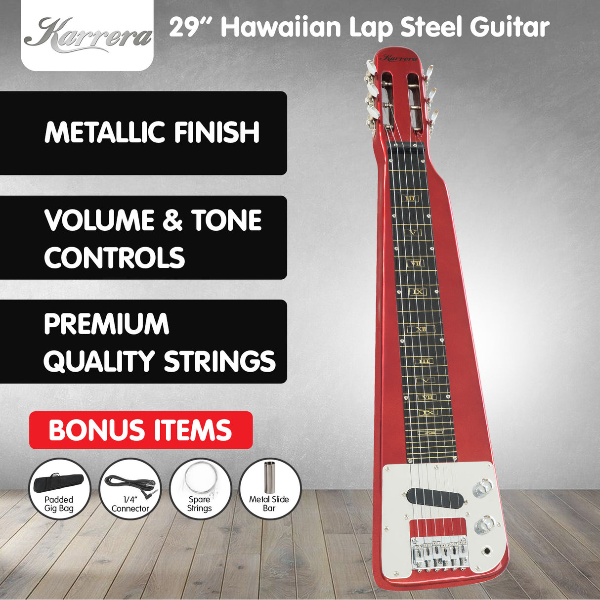 6-String Steel Lap Guitar - Metallic Red