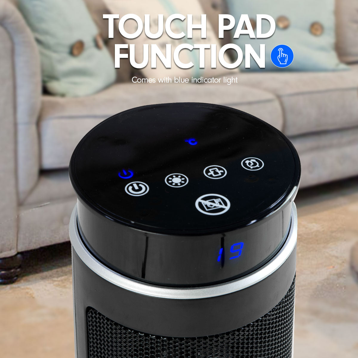 Electric Tower Heater 2000W Remote Portable - Black