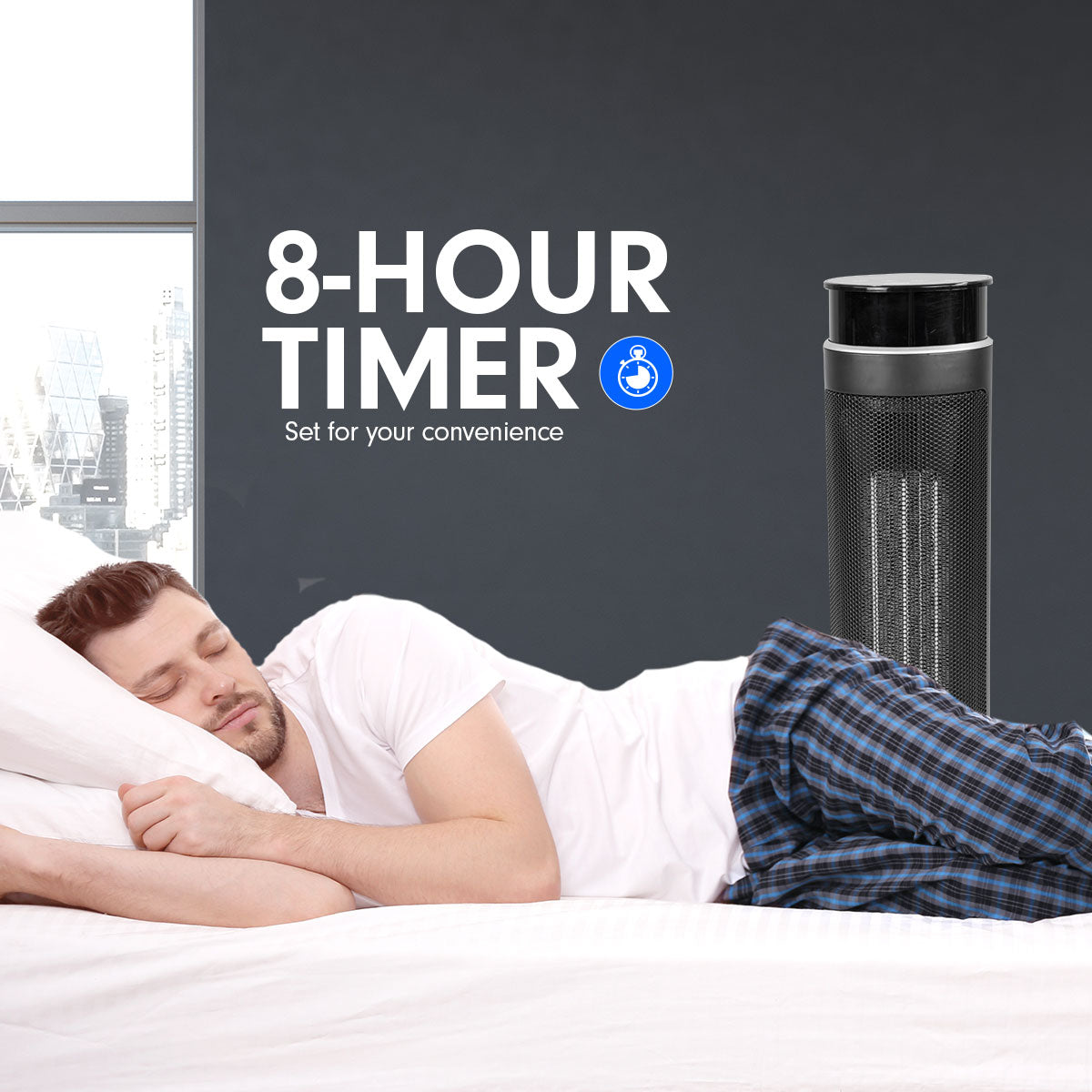 Electric Tower Heater 2000W Remote Portable - Black