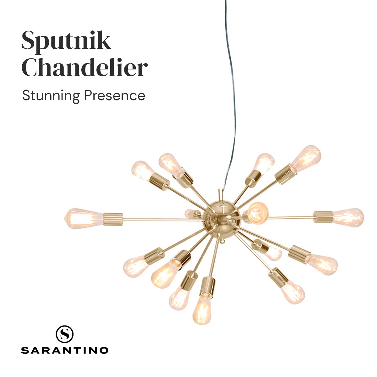 15-Light Sputnik Chandelier in Brass Finish