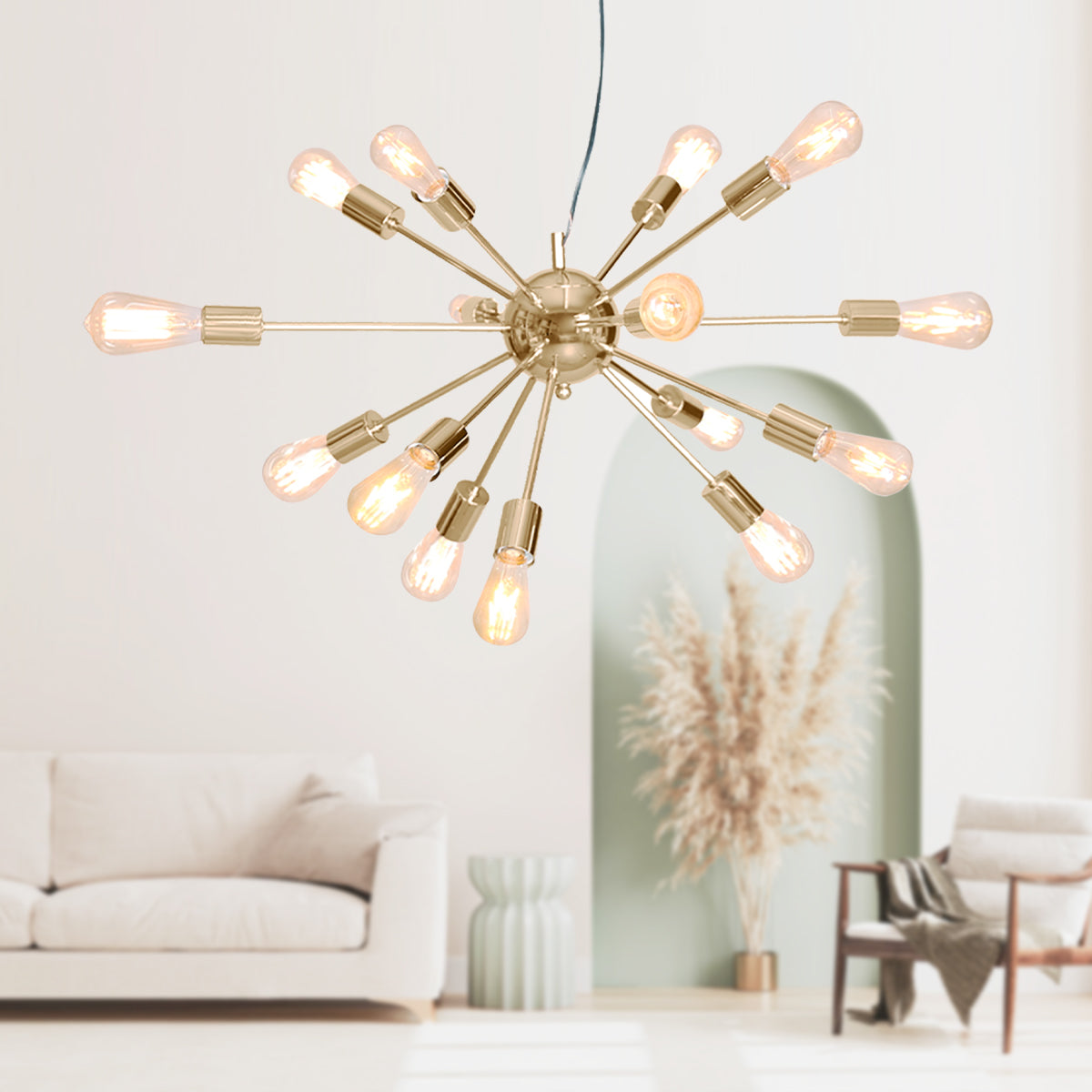 15-Light Sputnik Chandelier in Brass Finish
