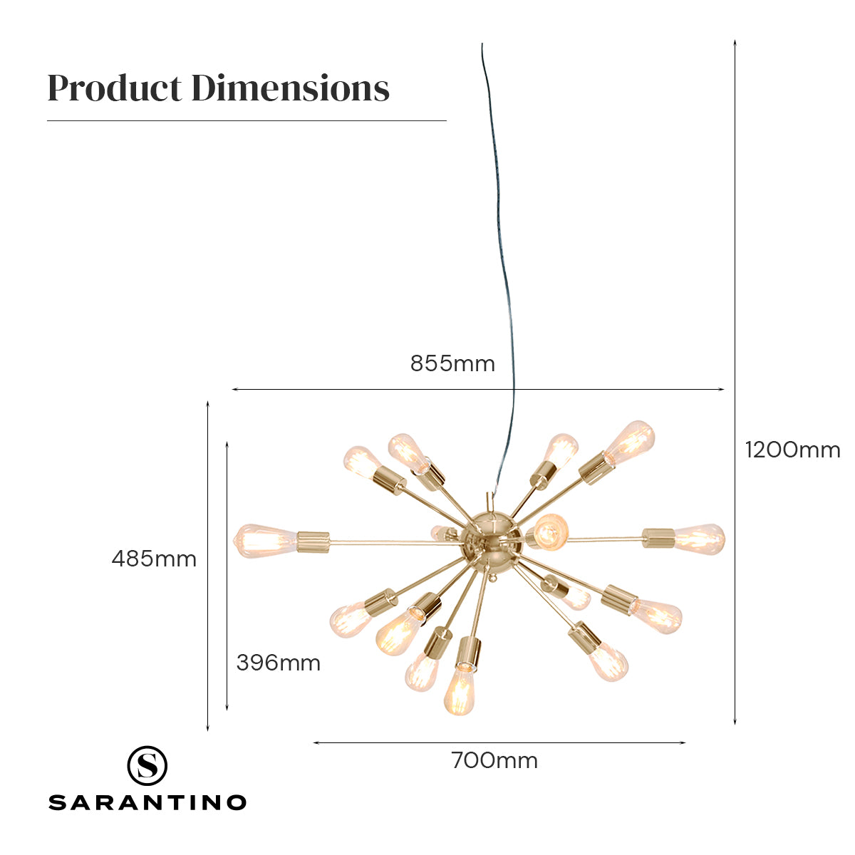 15-Light Sputnik Chandelier in Brass Finish