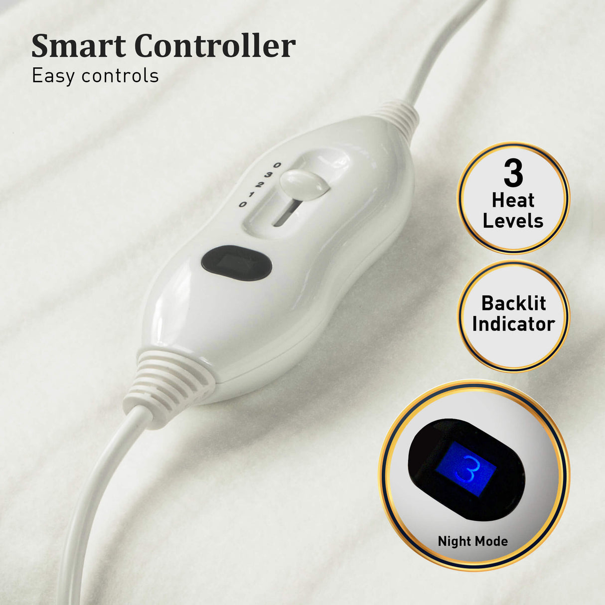 Electric Blanket Queen Size Fitted Underlay Winter Throw - White