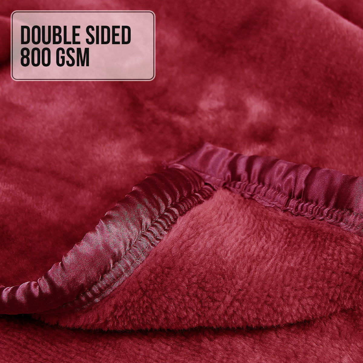 Double-sided Large 220 X 240cm Faux Mink Throw Rug Blanket 800-gsm Heavy - Red