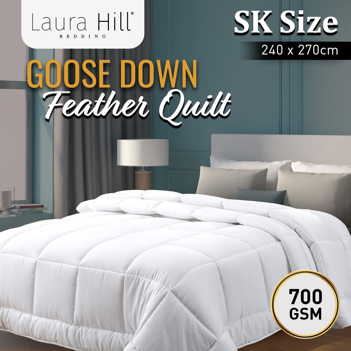 700GSM Goose Down Feather Comforter Doona - Super King