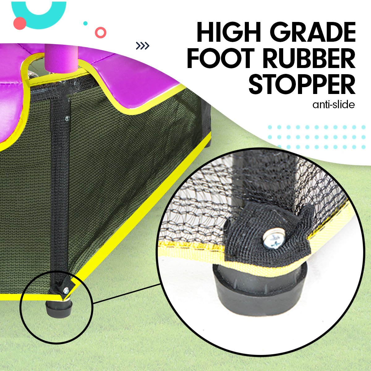 4.5ft Trampoline Round Free Safety Net Spring Pad Cover Mat Outdoor Blue Purple