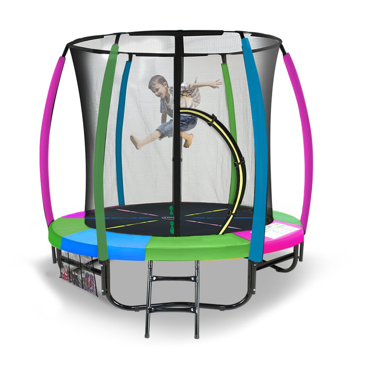 6ft Trampoline Round Free Pad Cover Spring Mat Net Safety Net Enclosure Rainbow