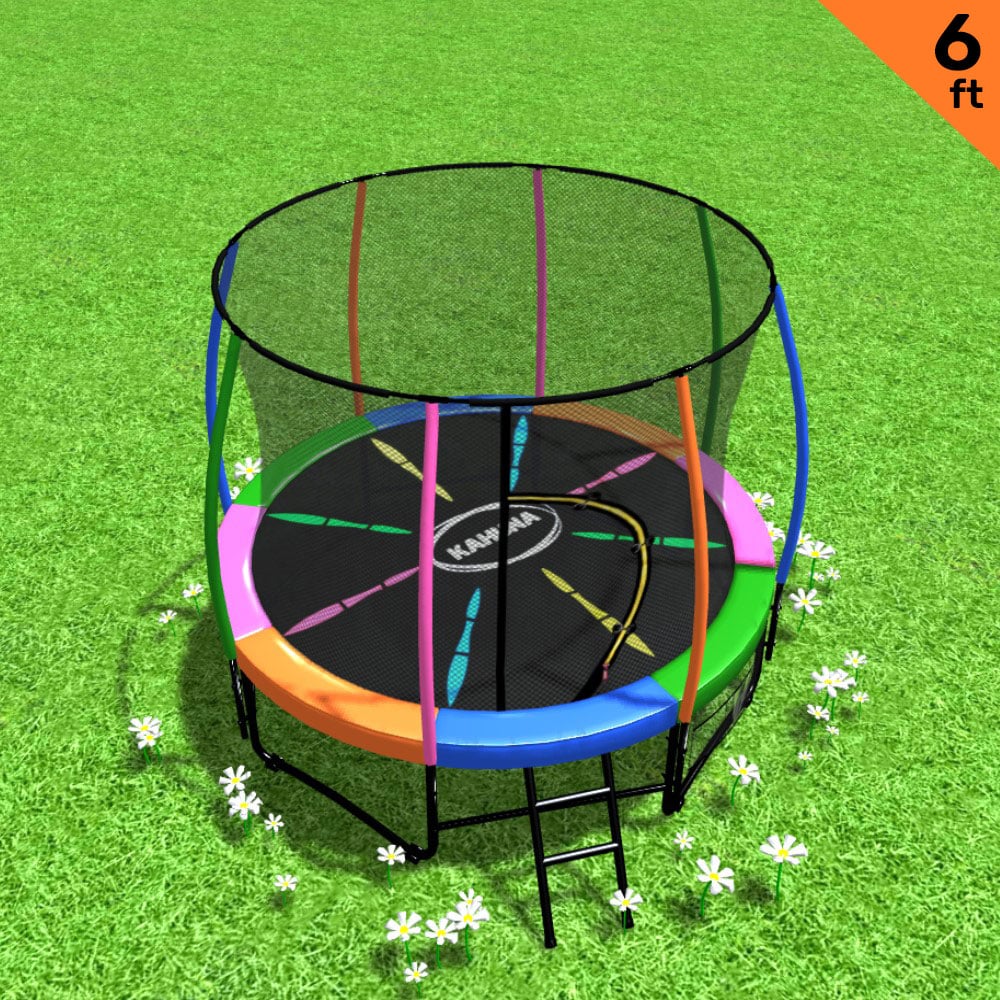 6ft Trampoline Round Free Pad Cover Spring Mat Net Safety Net Enclosure Rainbow