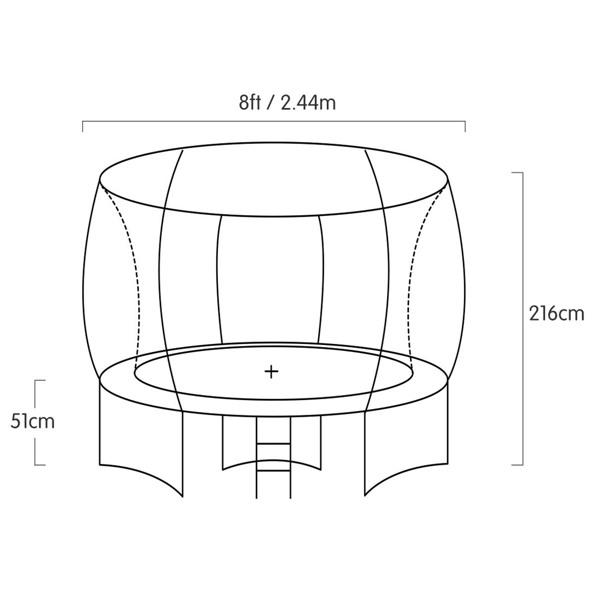 8ft Trampoline With Spring Mat Pad Net Outdoor - Orange