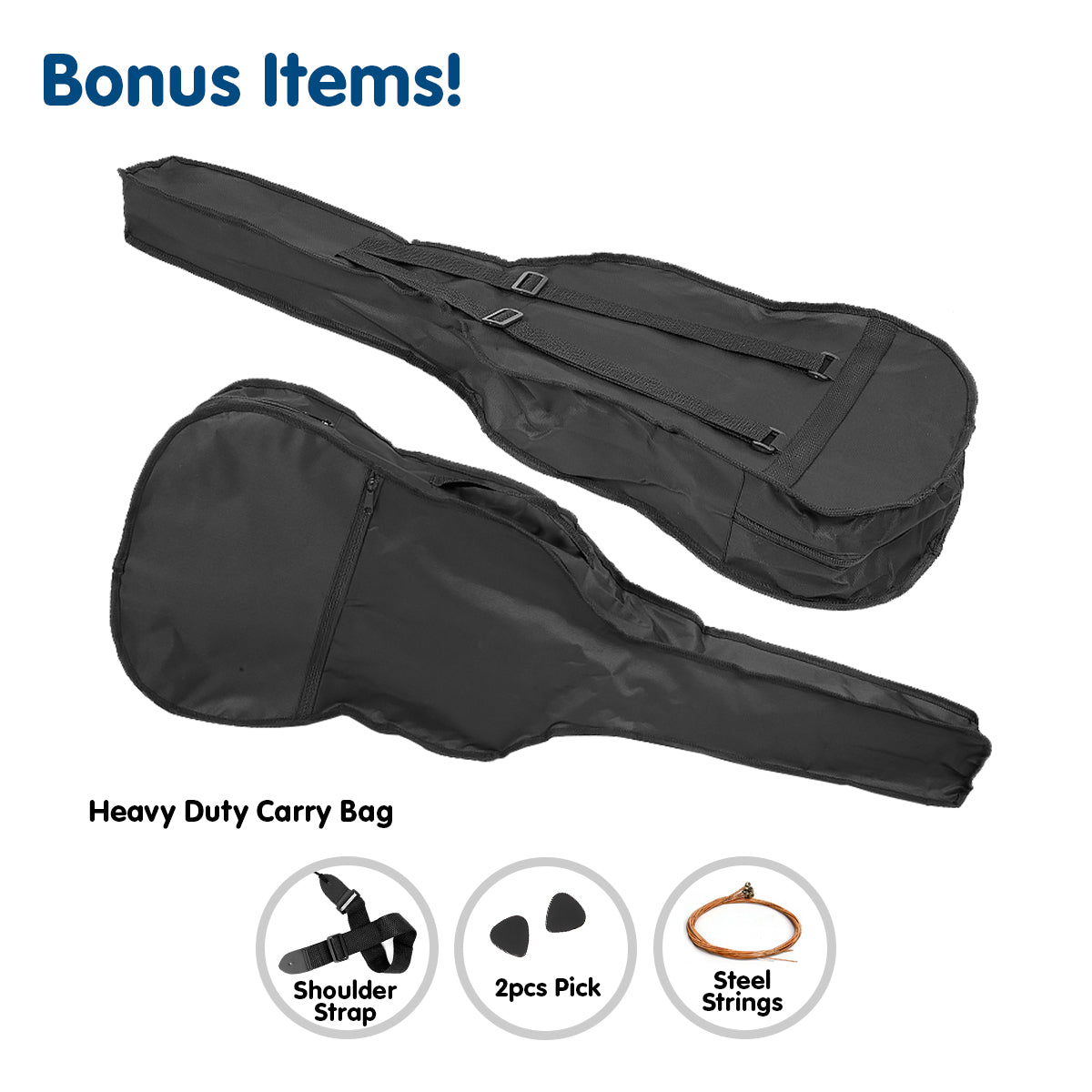 41in Acoustic Wooden Guitar with Bag - Black