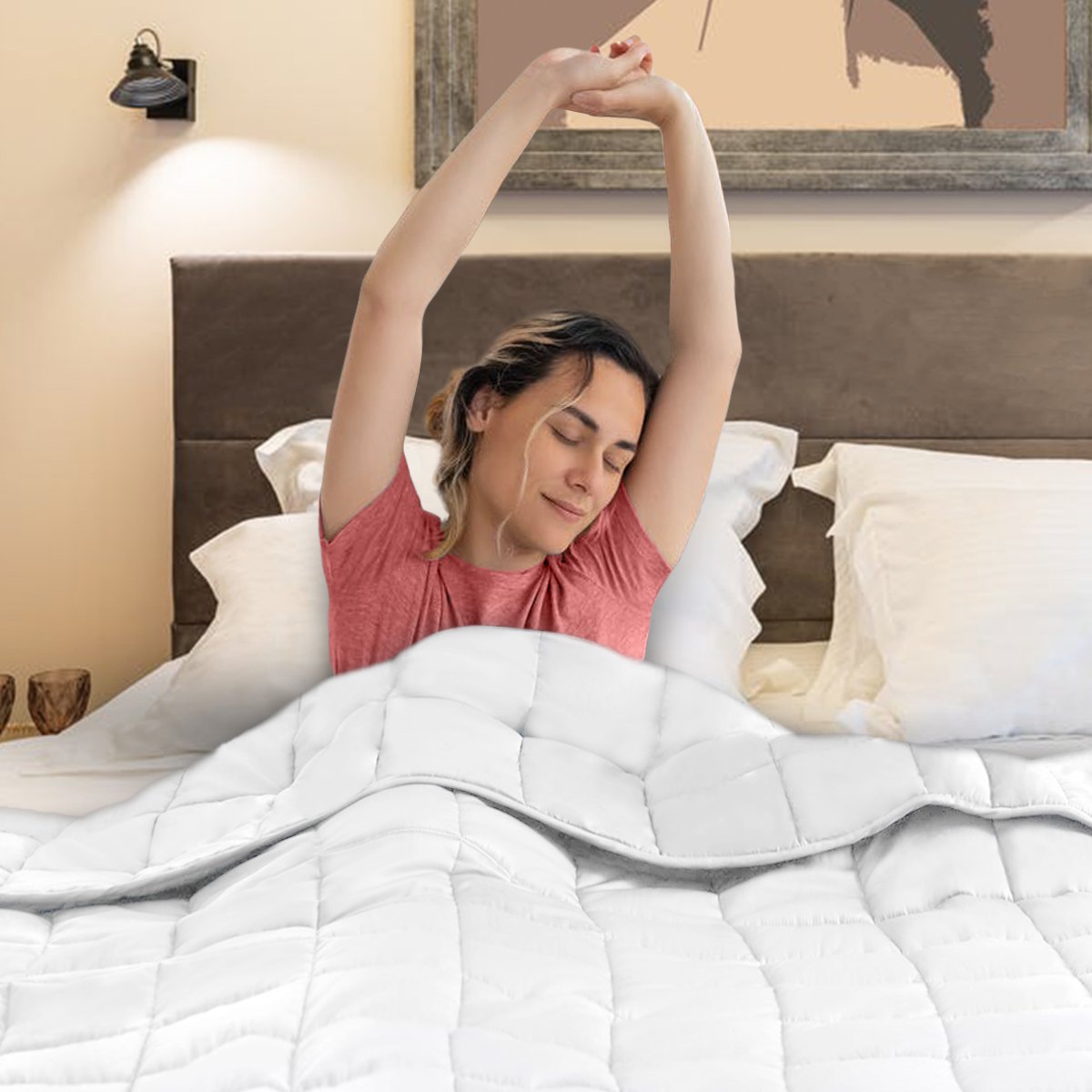 Weighted Blanket Heavy Quilt Doona Queen 9Kg -White