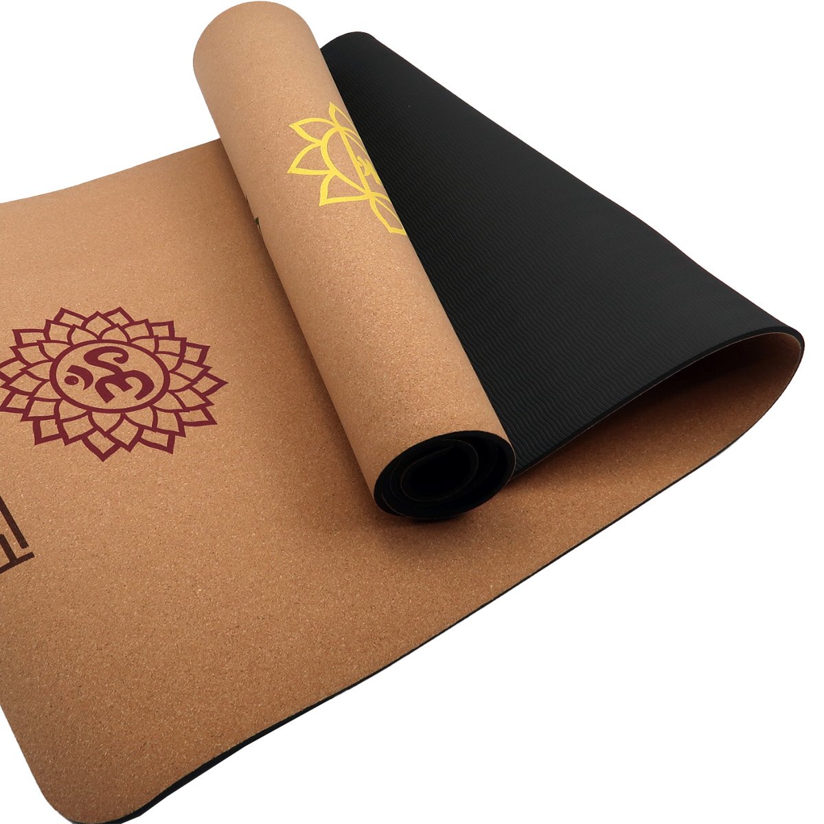 Cork Yoga Mat with Carry Straps Home Gym Pilates - Chakras