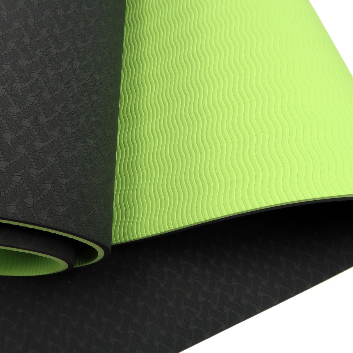 Eco-Friendly TPE Pilates Exercise Yoga Mat 8mm - Black Green