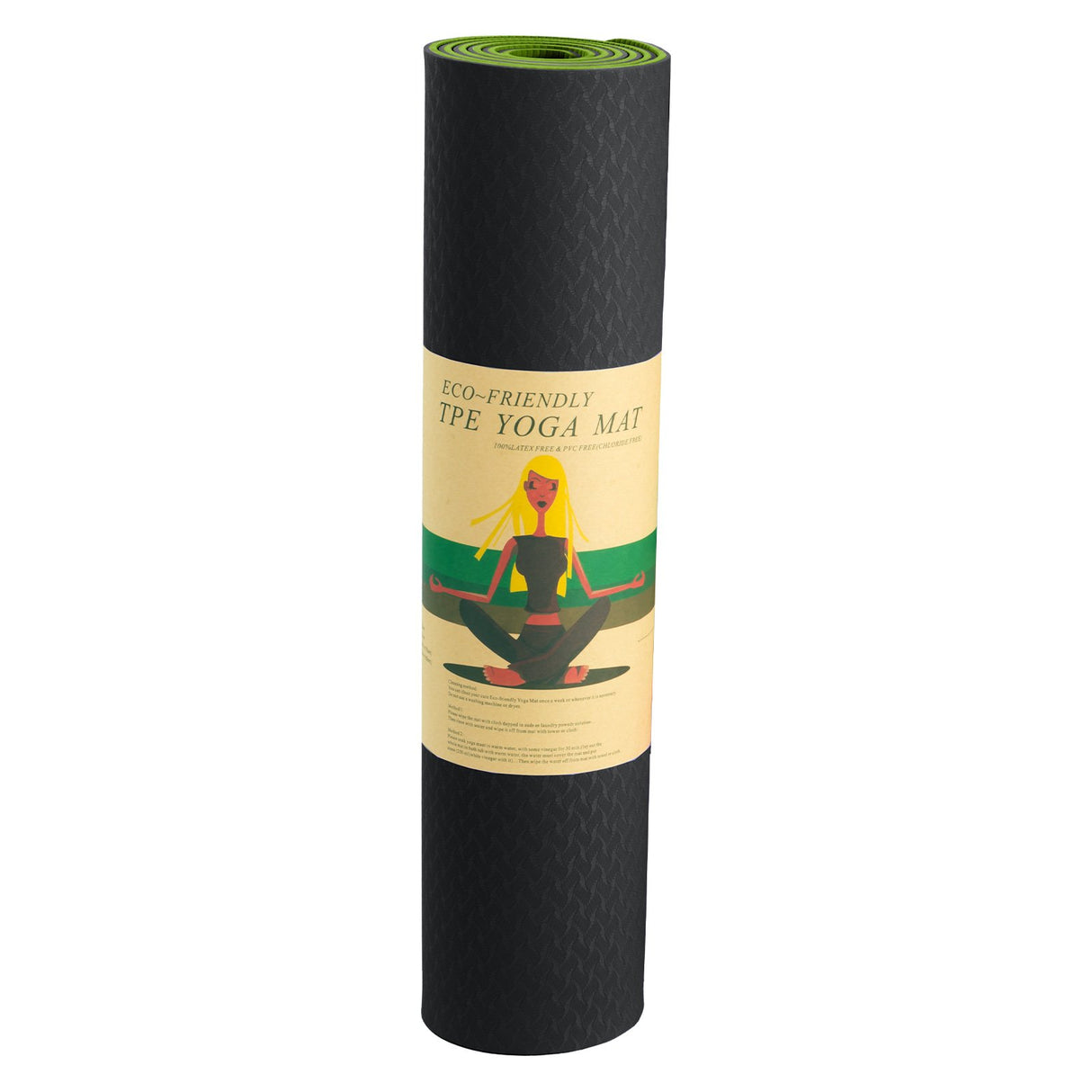 Eco-Friendly TPE Pilates Exercise Yoga Mat 8mm - Black Green