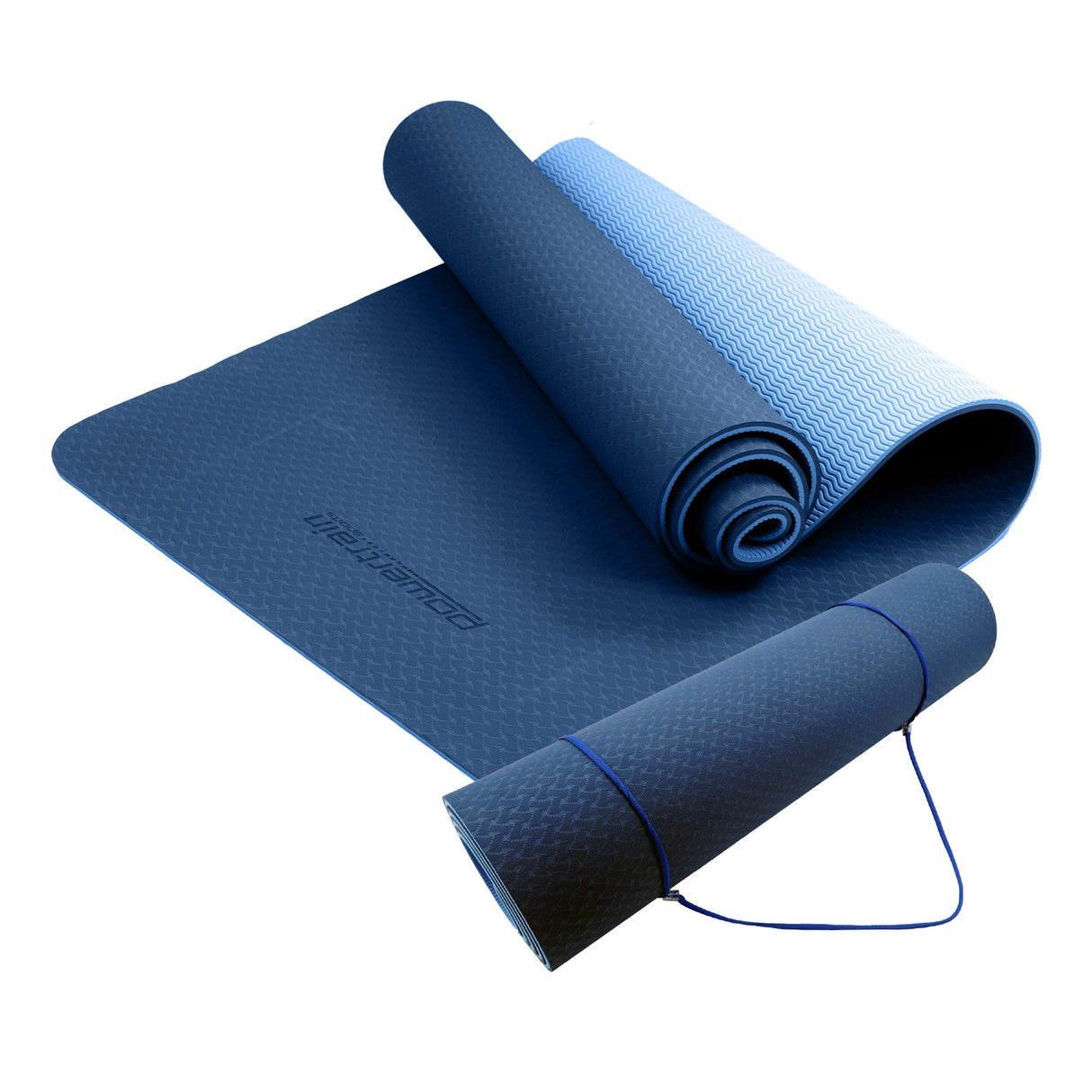 Eco-friendly Dual Layer 8mm Yoga Mat | Dark Blue | Non-slip Surface And Carry Strap For Ultimate Comfort And Portability