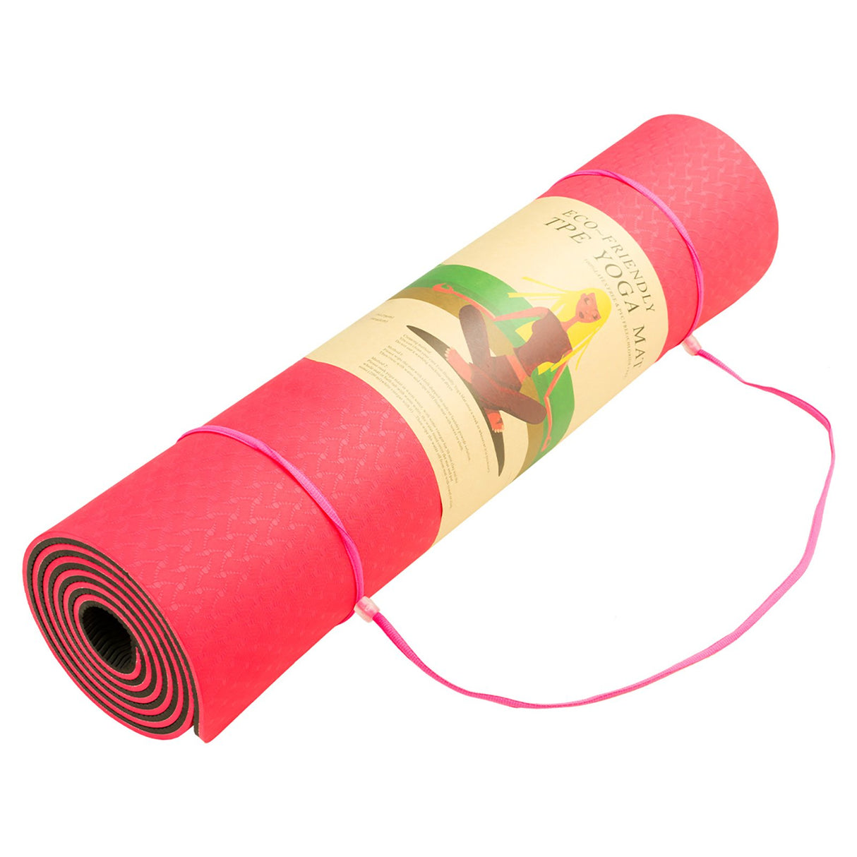 Eco-friendly Dual Layer 8mm Yoga Mat | Red Blush | Non-slip Surface And Carry Strap For Ultimate Comfort And Portability