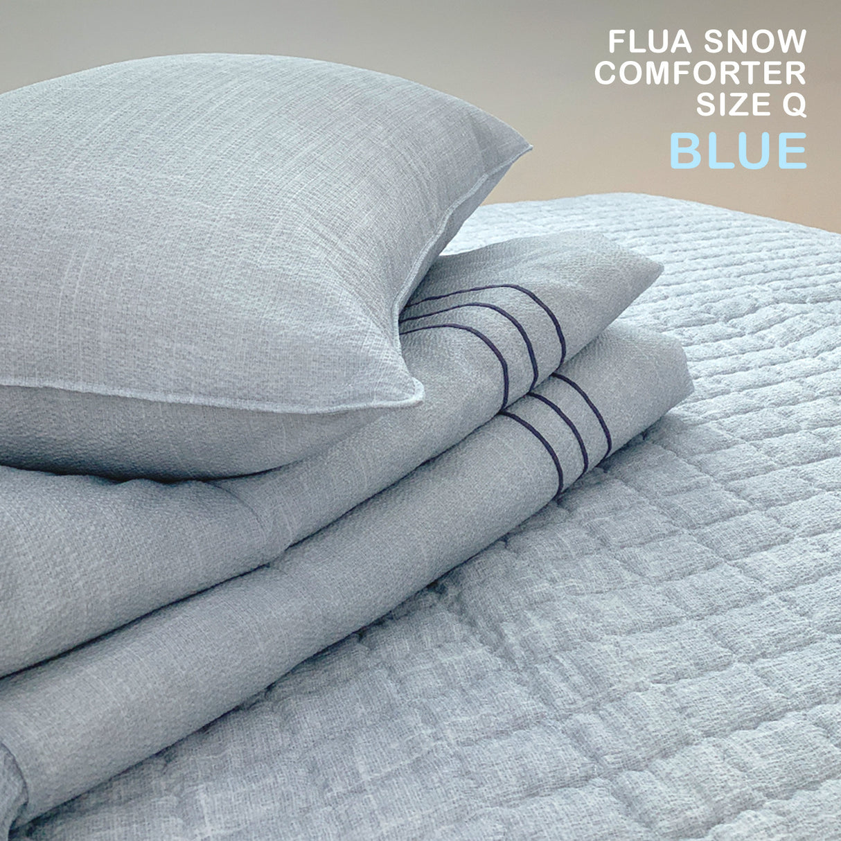 Flua Snow Comforter Set Double Cool Quilt Bedspread BLUE