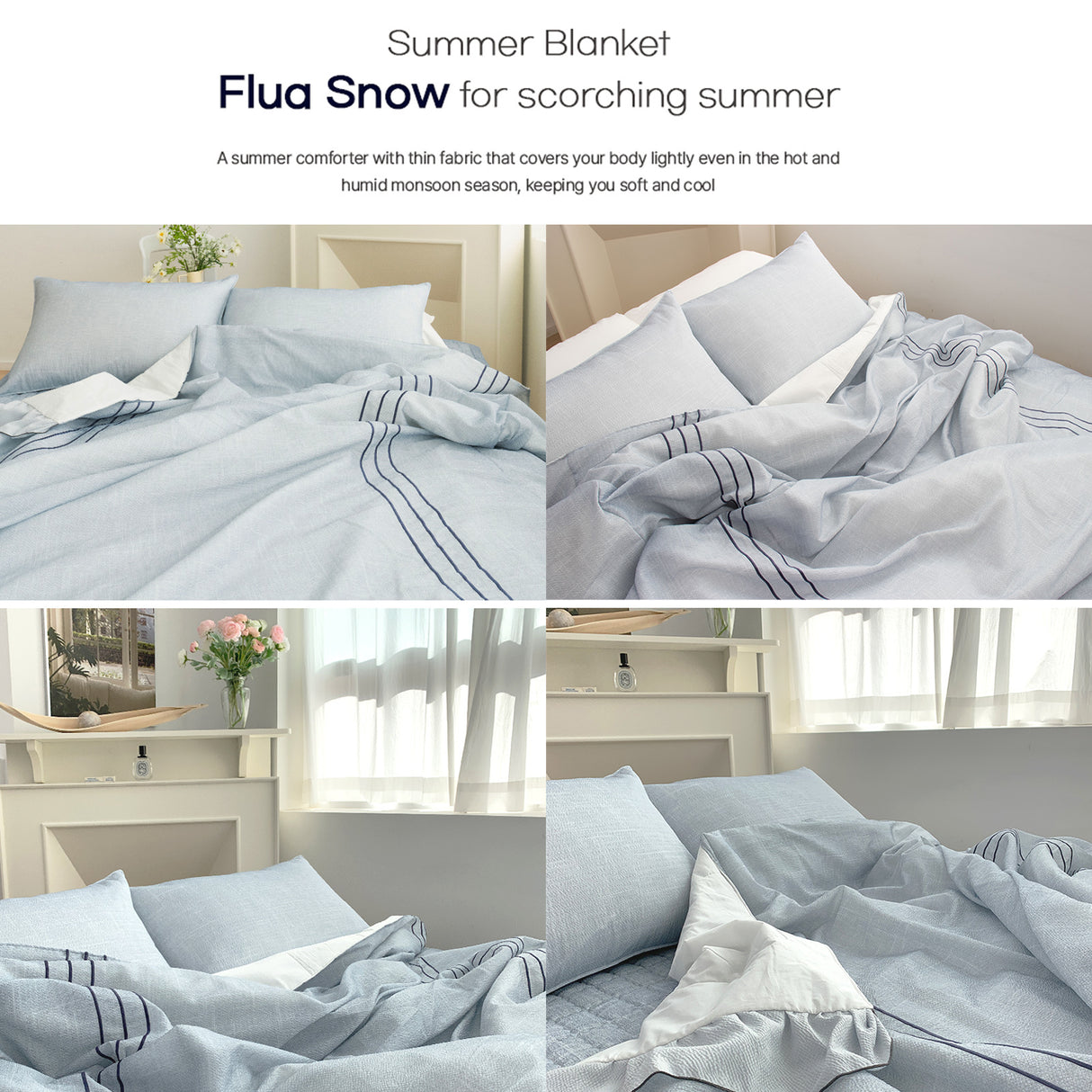 Flua Snow Comforter Set Queen Cool Quilt Bedspread BLUE