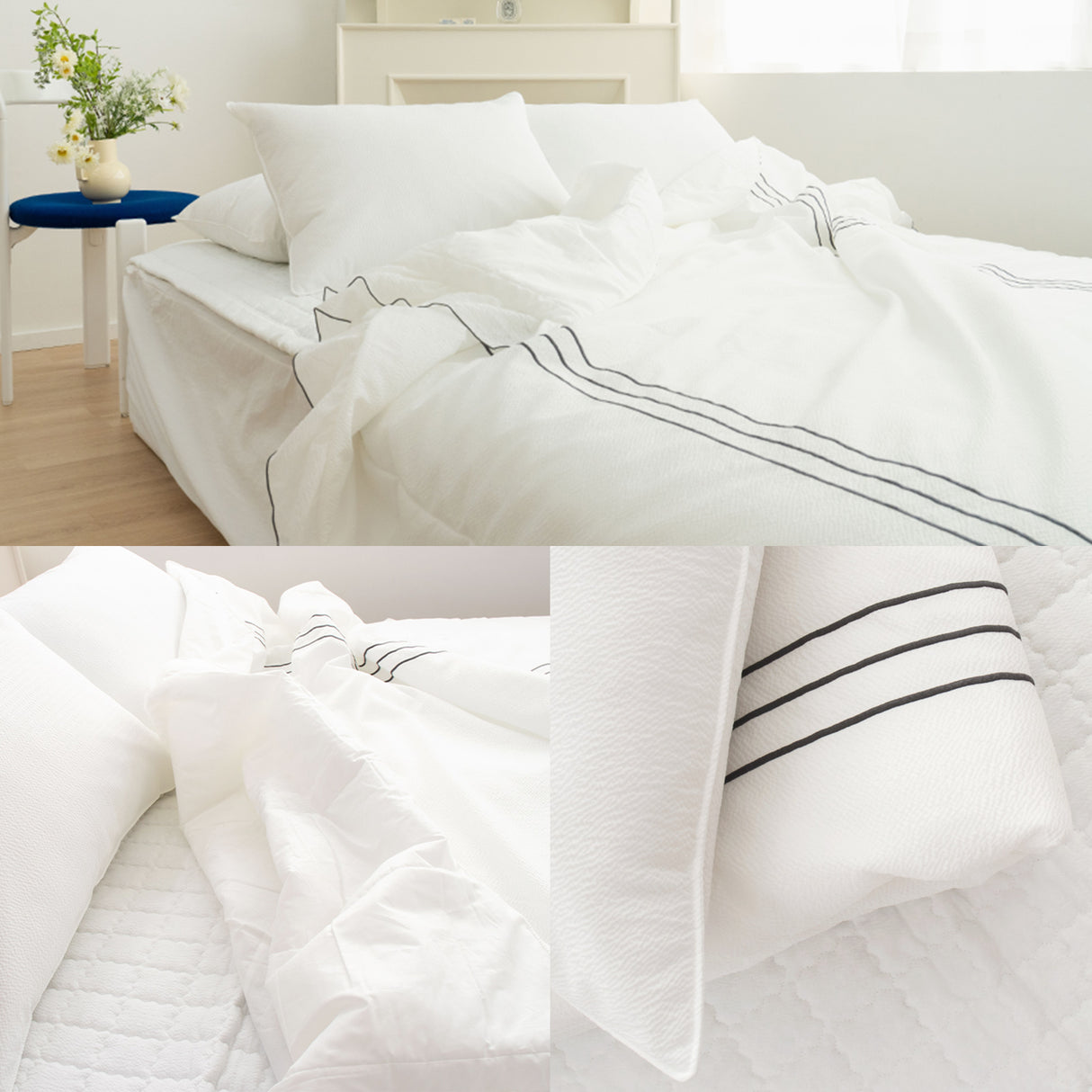Flua Snow Comforter Set Queen Cool Quilt Bedspread WHITE