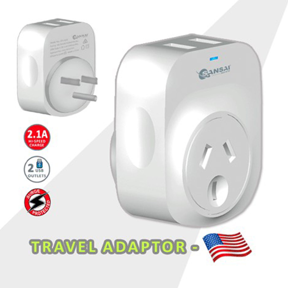 2X Travel Adaptor 2 X USB - USA