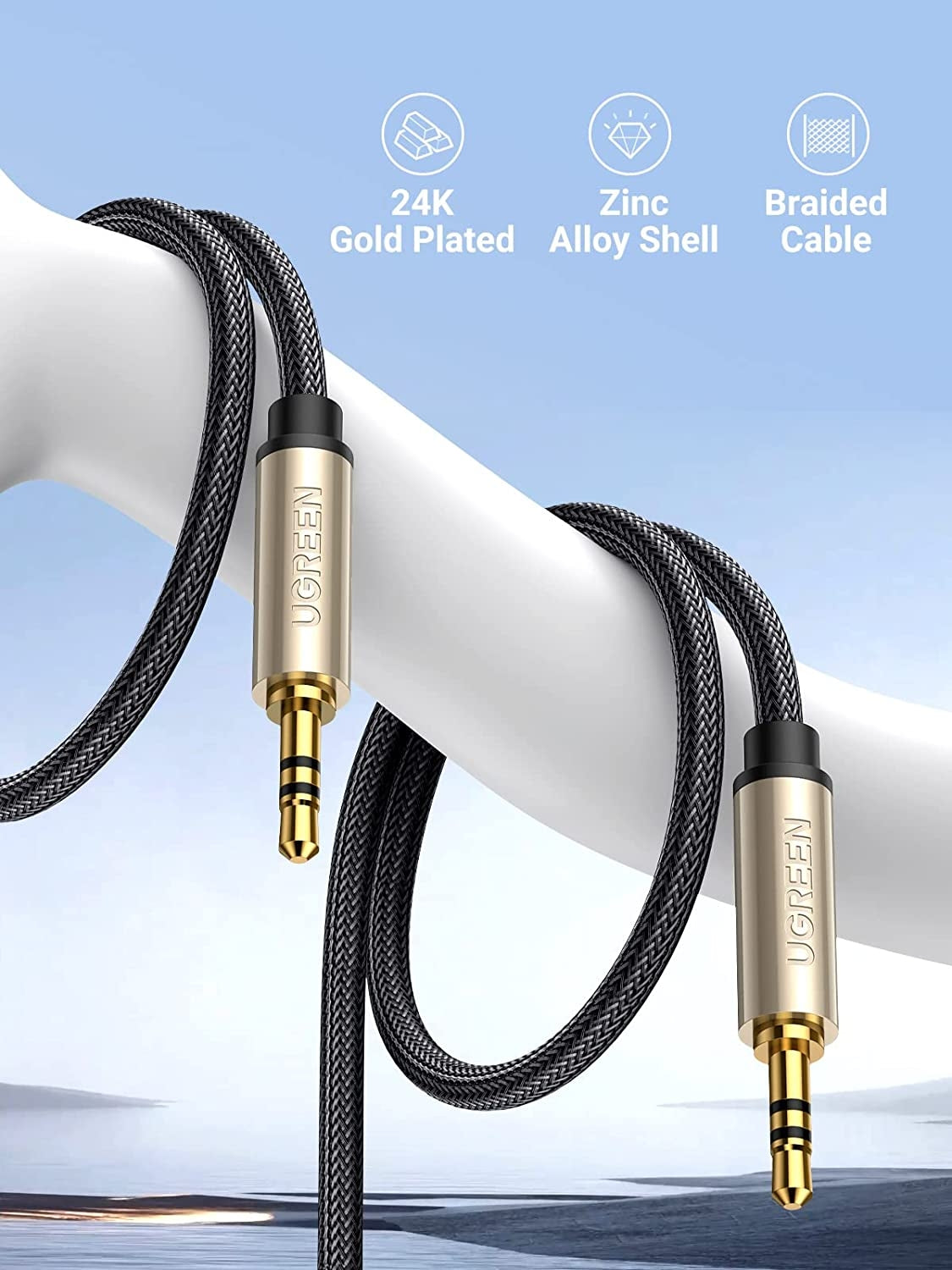 10604 3.5mm Male to Male Aux Stereo Audio Cable 2M
