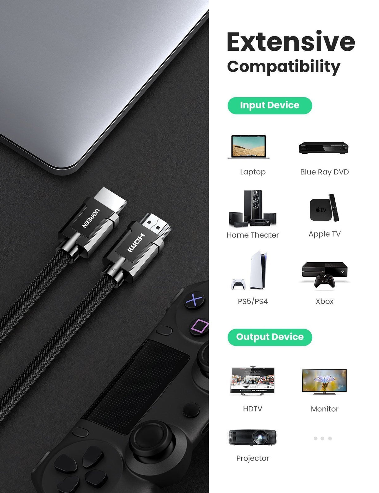 70321 8K HDMI 2.1 Male to Male Cable 2M