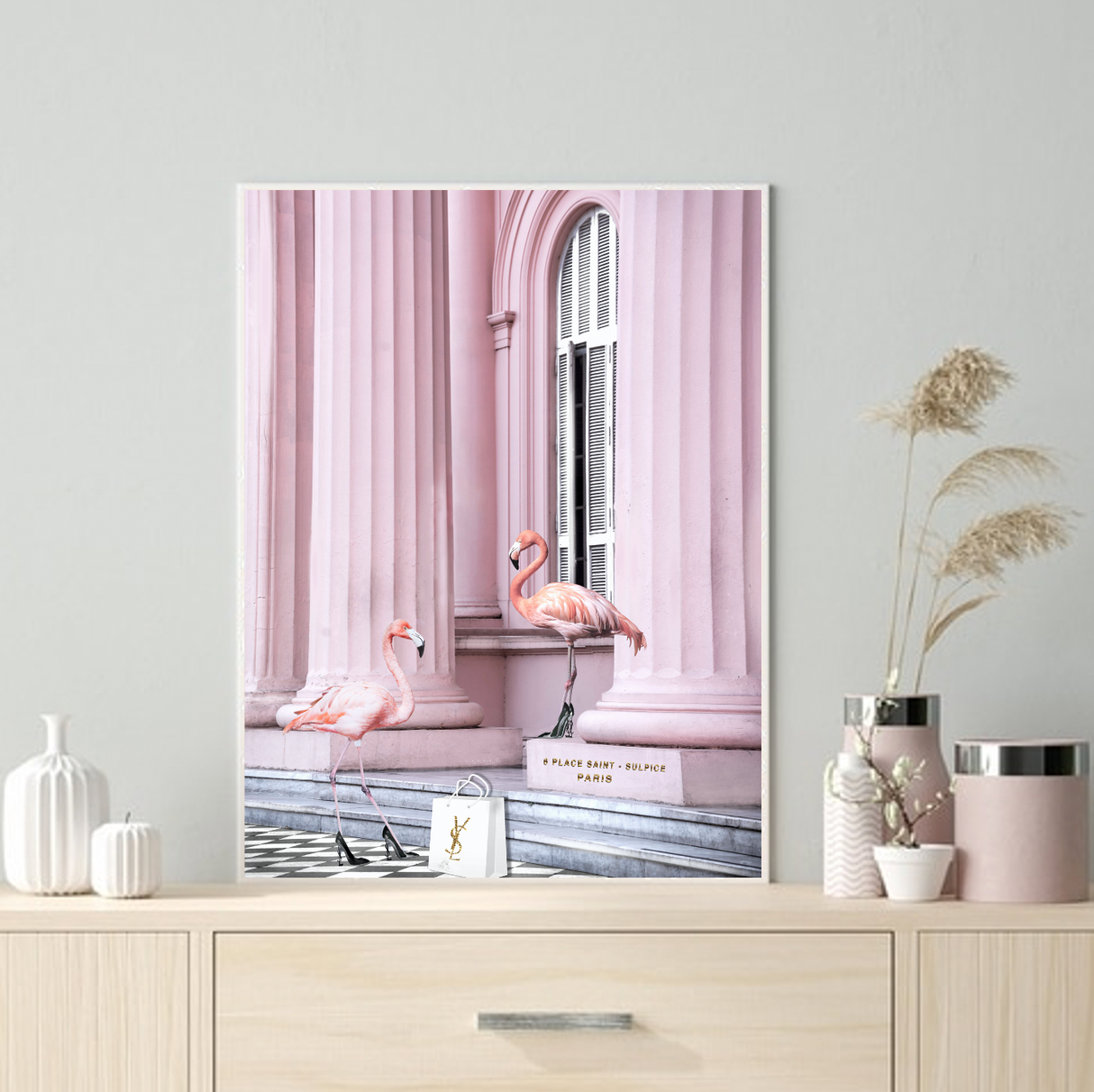 Saint Pink - 90cm x 60cm White Framed Artwork