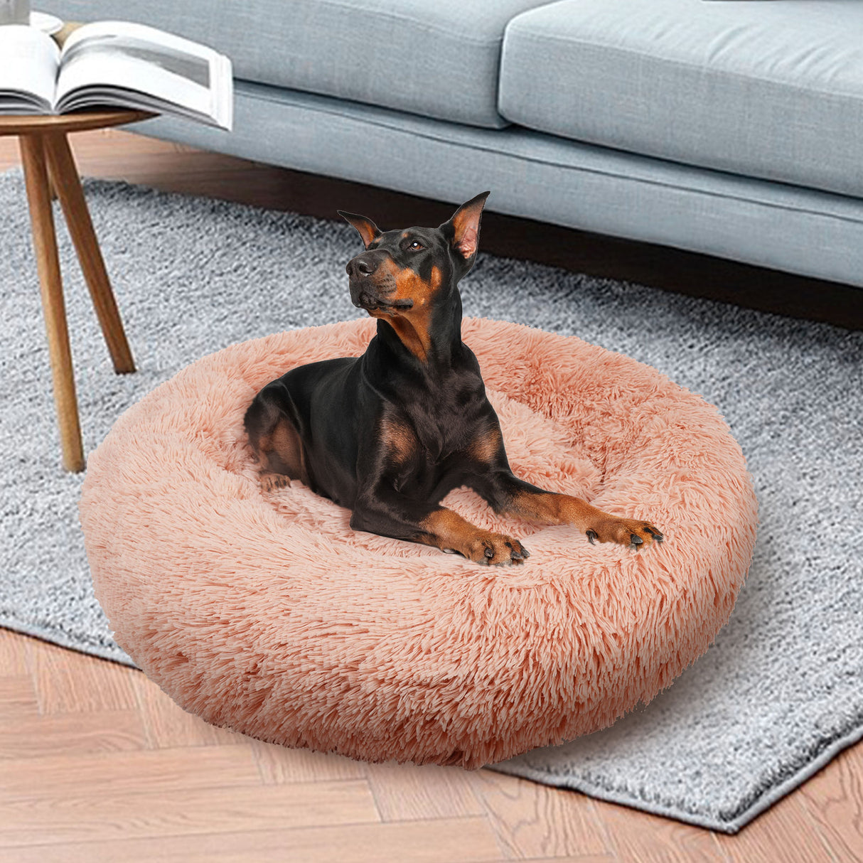 Pet Dog Bedding Warm Plush Round Comfortable Nest Comfy Sleep kennel Pink XXL