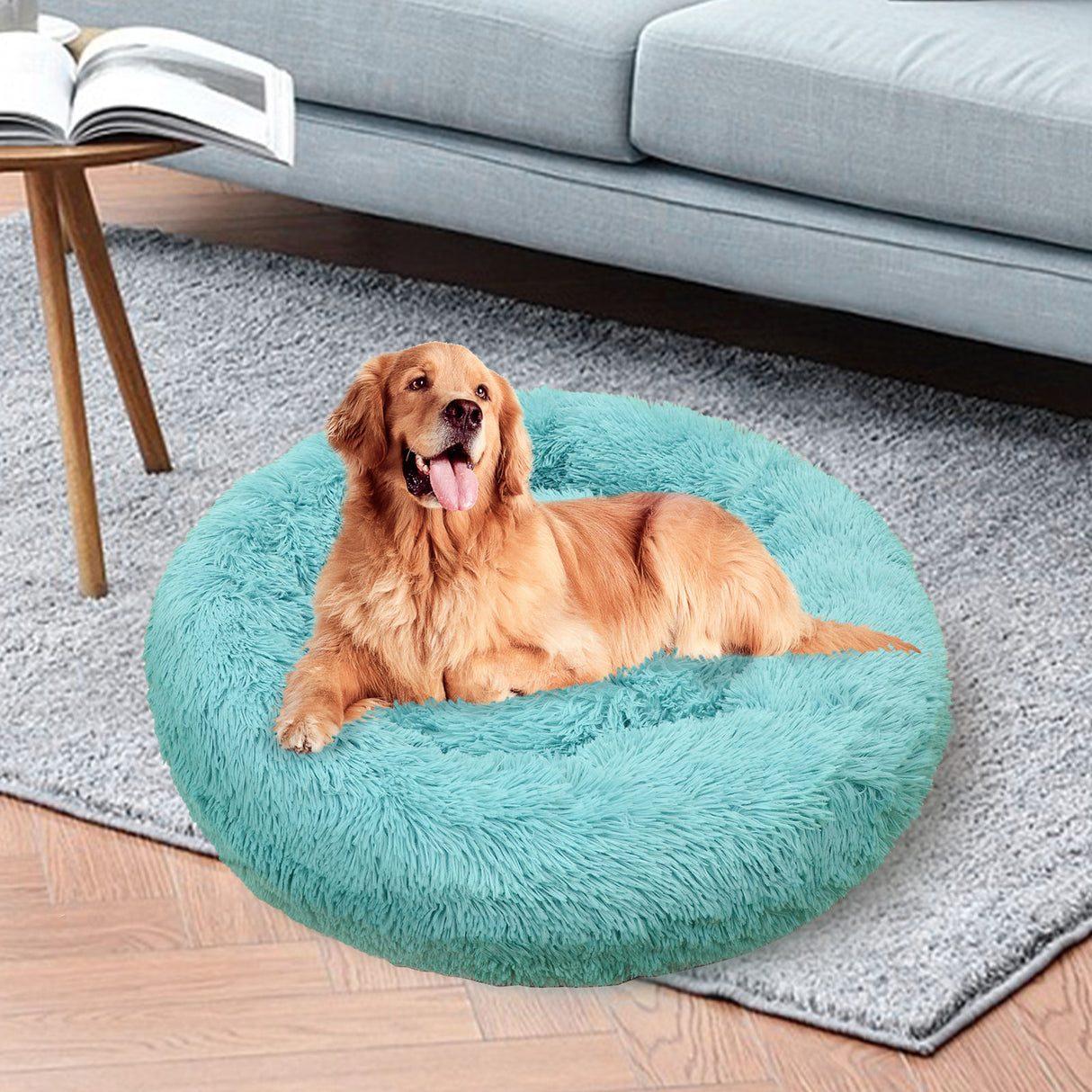 Pet Dog Bedding Warm Plush Round Comfortable Nest Comfy Sleep kennel Green 120cm