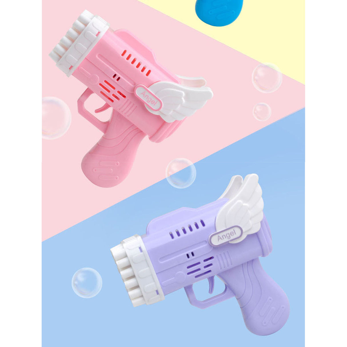 42 Hole Angel Wing Automatic Bubble Blowing Bubble Gun Launcher Toy Purple