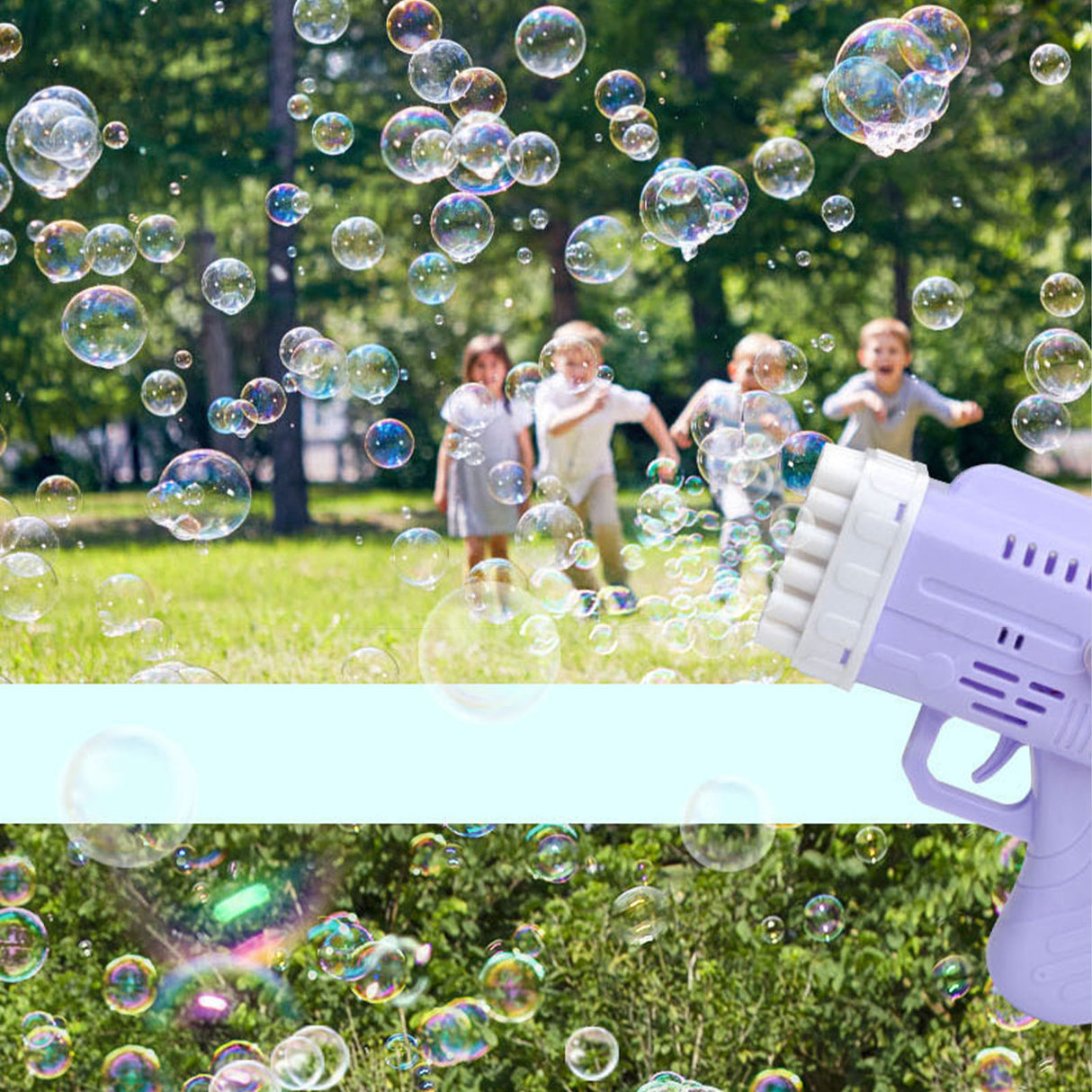 42 Hole Angel Wing Automatic Bubble Blowing Bubble Gun Launcher Toy Purple