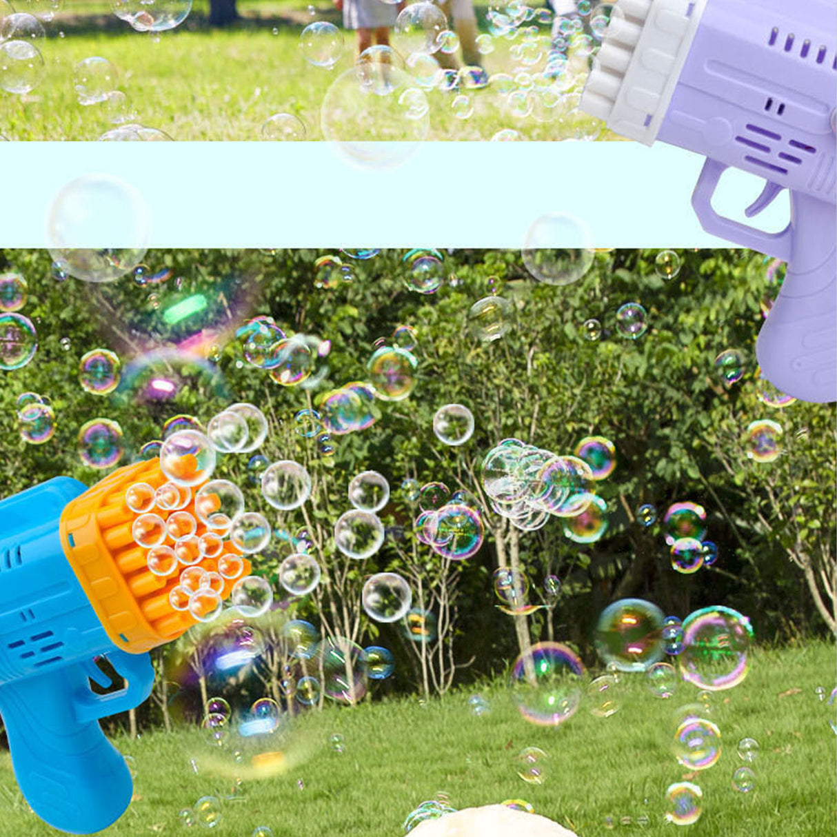 42 Hole Angel Wing Automatic Bubble Blowing Bubble Gun Launcher Toy Purple