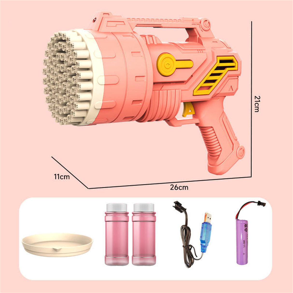 69-Hole Bubble Gun Hand-Held Automatic Bubble Machine Luminous Kids Toy Pink