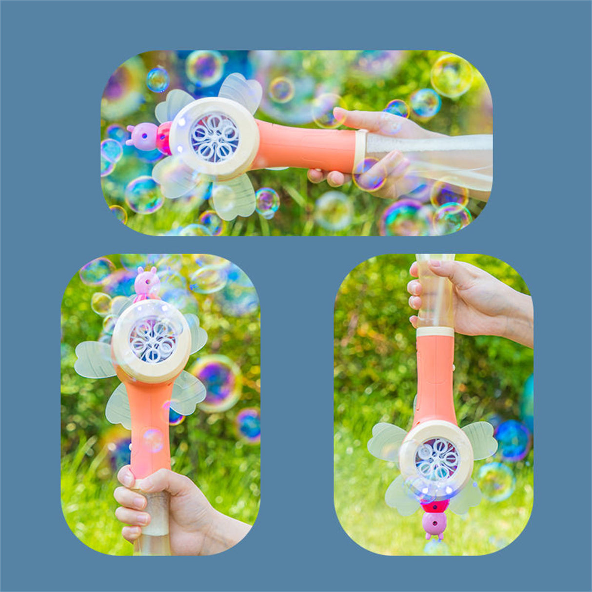 Peppa Pig Windmill Bubble Machine Hand-Held Stick Electric Bubble Toy Blue