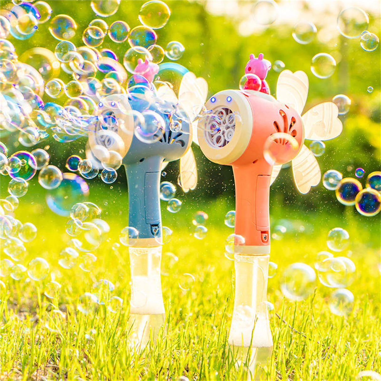 Peppa Pig Windmill Bubble Machine Hand-Held Stick Electric Bubble Toy Pink