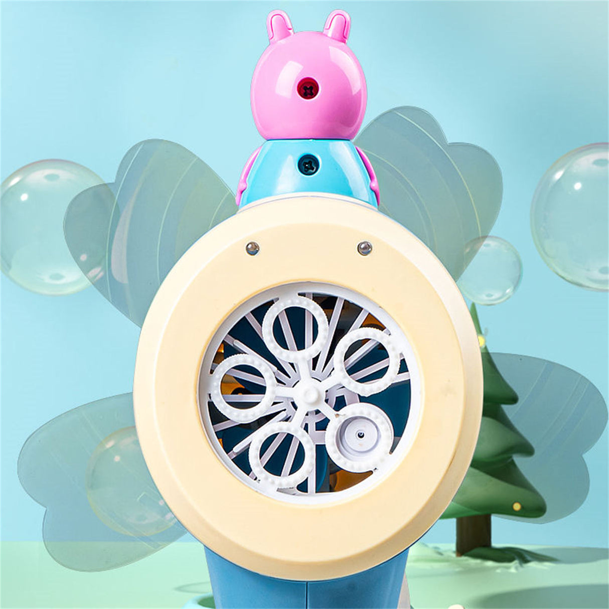 Peppa Pig Windmill Bubble Machine Hand-Held Stick Electric Bubble Toy Pink