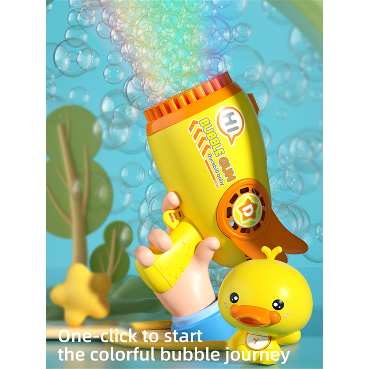 Pink Rabbit 69-Hole Automatic Bubble Gun Toy Outdoor Soap Cartoon Machine