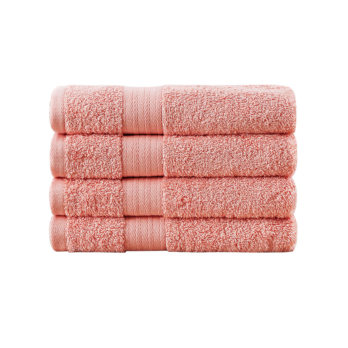 Bath Towel 4 Piece Cotton Hand Towels Set - Coral